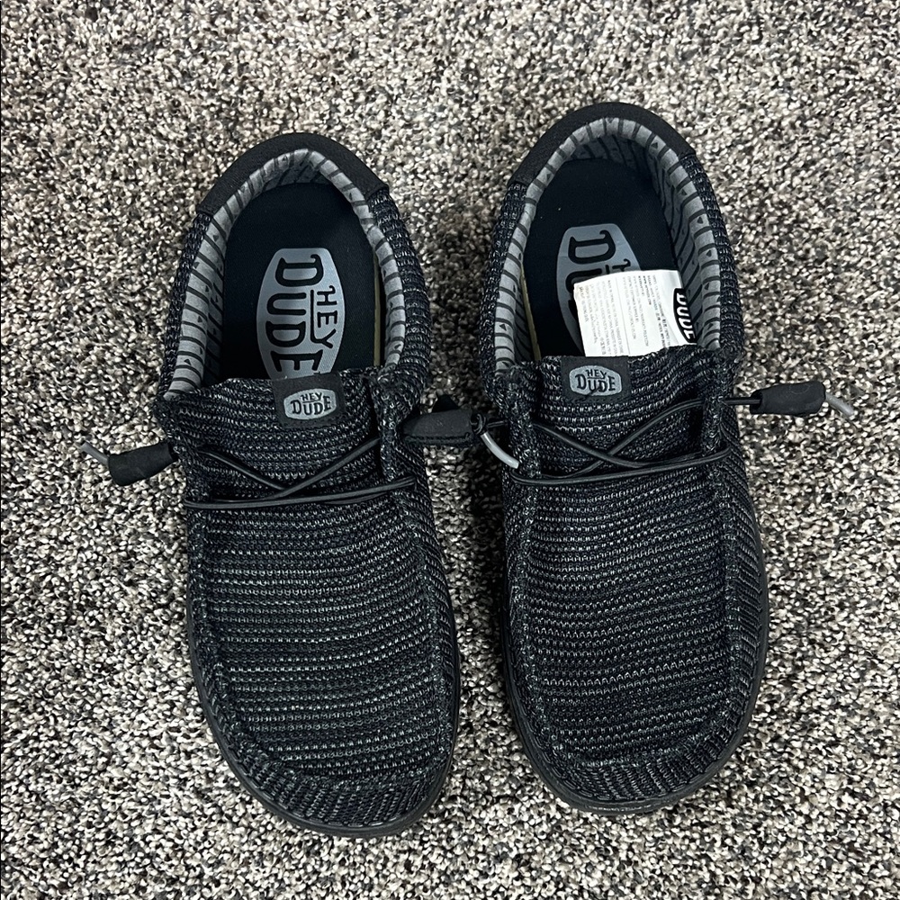 Hey Dude Black Knit Slip-On Loafers